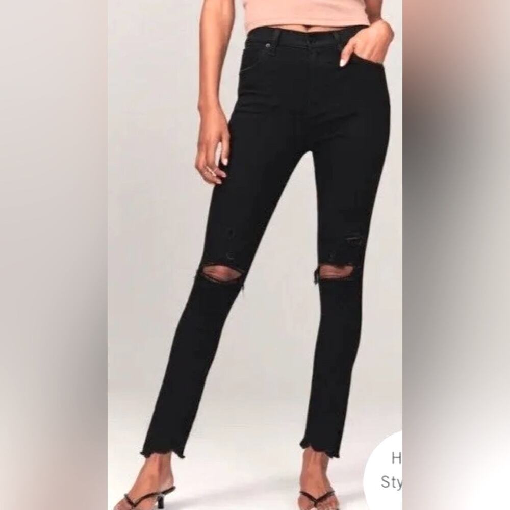 ABERCROMBIE & FITCH Womens Super Skinny Ankle High Rise Black Jeans Size 26 2R